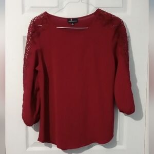 Elegant Women's Red Lace Blouse